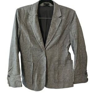 ATM Anthony Thomas Melillo Womens Grey Cotton Linen Blazer Jacket Size 8